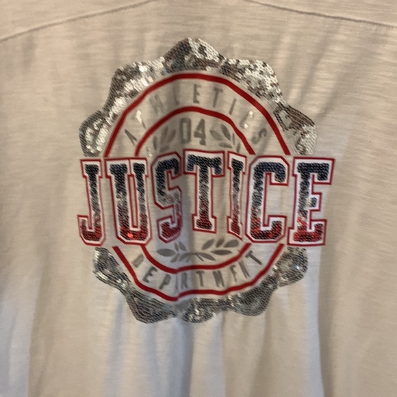 Justice size 10 v neck t shirt white and red - Picture 2 of 5